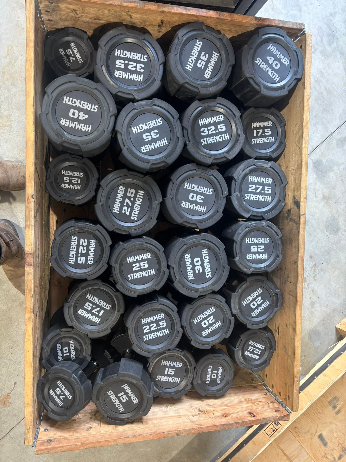 Hammer strength dumbbellset 7,5 tot en met 40, Ophalen, Zo goed als nieuw
