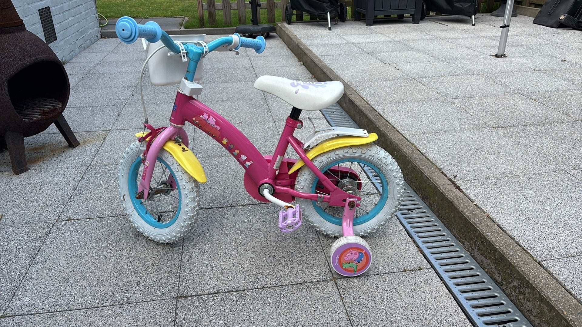Kinderfiets Peppa Pig, Ophalen, Terugtraprem, Zijwieltjes, Minder dan 16 inch