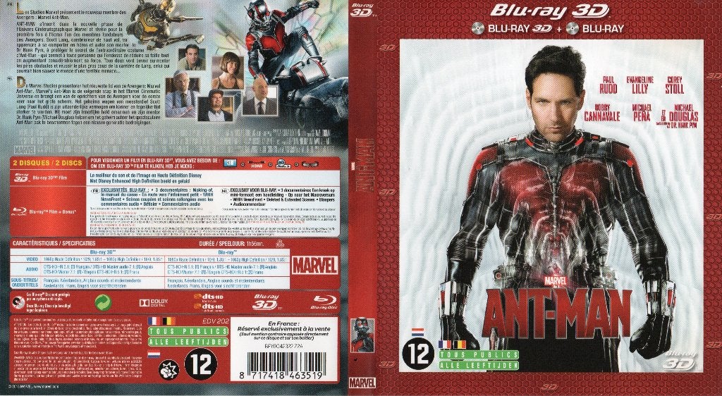 ant-man (blu-ray 3D + blu-ray) neuf, CD & DVD, Blu-ray, Comme neuf, Science-Fiction et Fantasy, 3D, Enlèvement ou Envoi