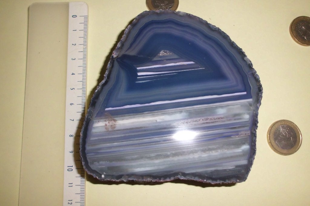 prachtige dikke blauwe agaatschijf, Ophalen of Verzenden