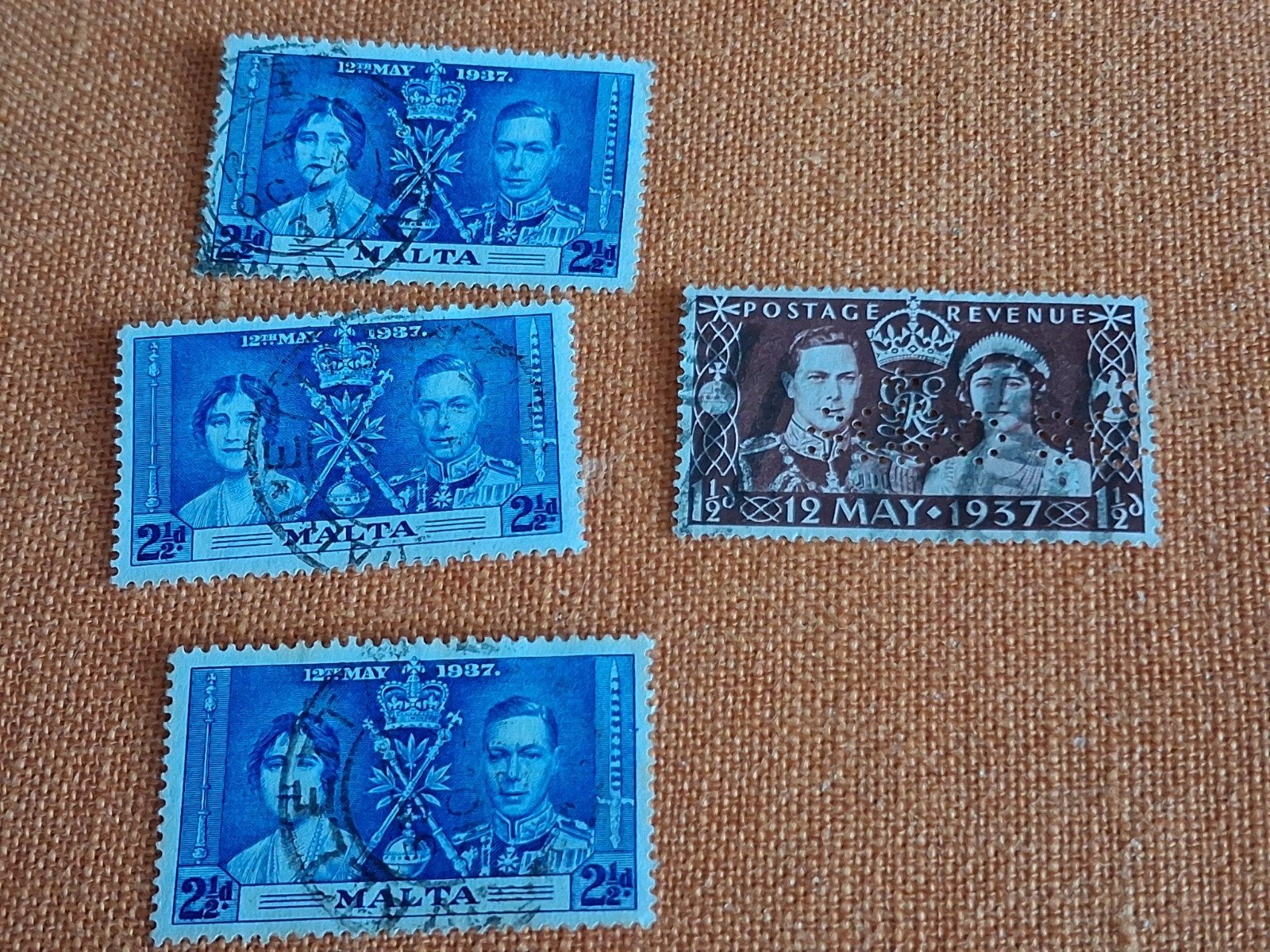 Timbres Malte 12 mai 1937, Timbres & Monnaies, Enlèvement ou Envoi