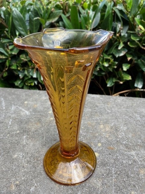 VASE ART DÉCO MARRON TCHÉCOSLOVAQUIE. TRÈS BON ÉTAT., Enlèvement ou Envoi