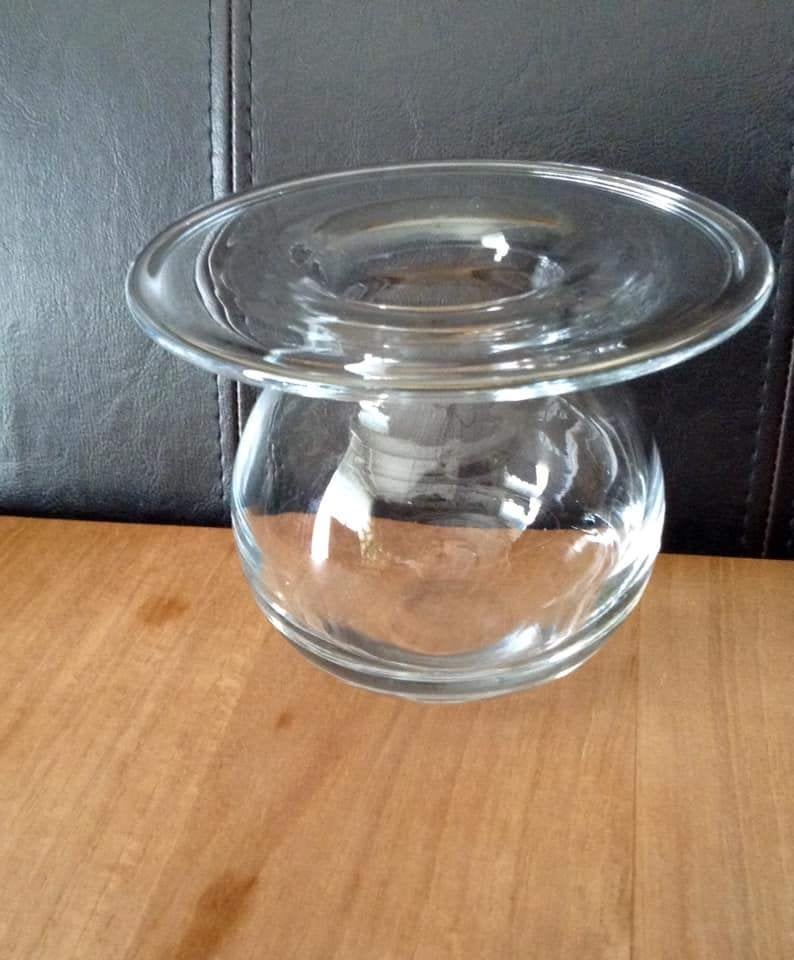 Vintage vase Saturnus en verre transparent, Maison & Meubles, Enlèvement ou Envoi, Comme neuf, Verre, Moins de 50 cm