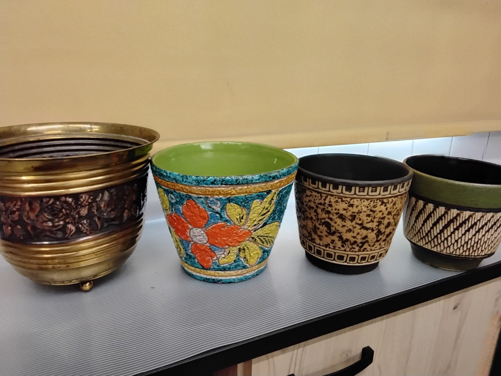 vintage bloempot, vintage cache pot, Antiek en Kunst, Ophalen