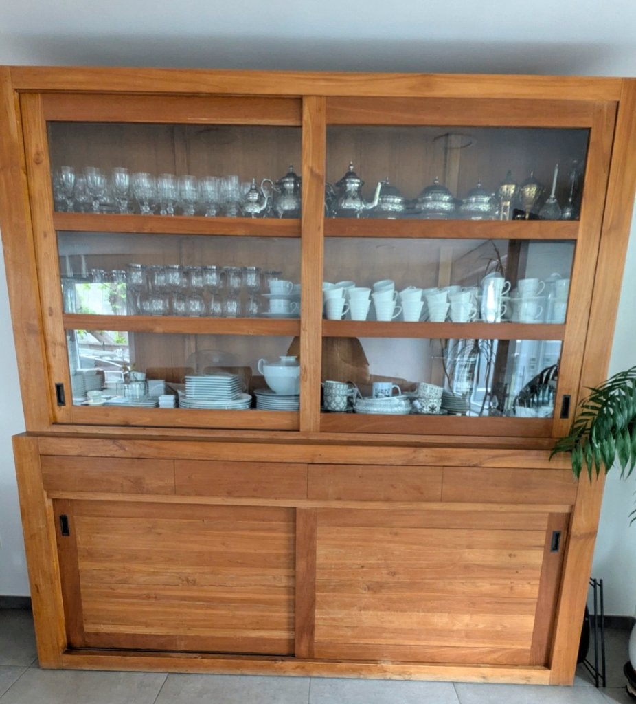 Meuble vitrine teck, Maison & Meubles, Armoires | Vitrines, Enlèvement, Comme neuf, Teck