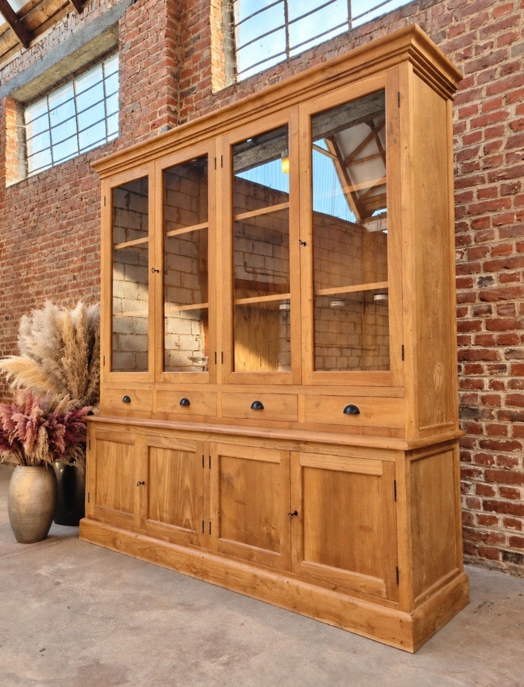 teak buffetkast/vitrinekast ART:183/26, Ophalen, 200 cm of meer, ., Teakhout