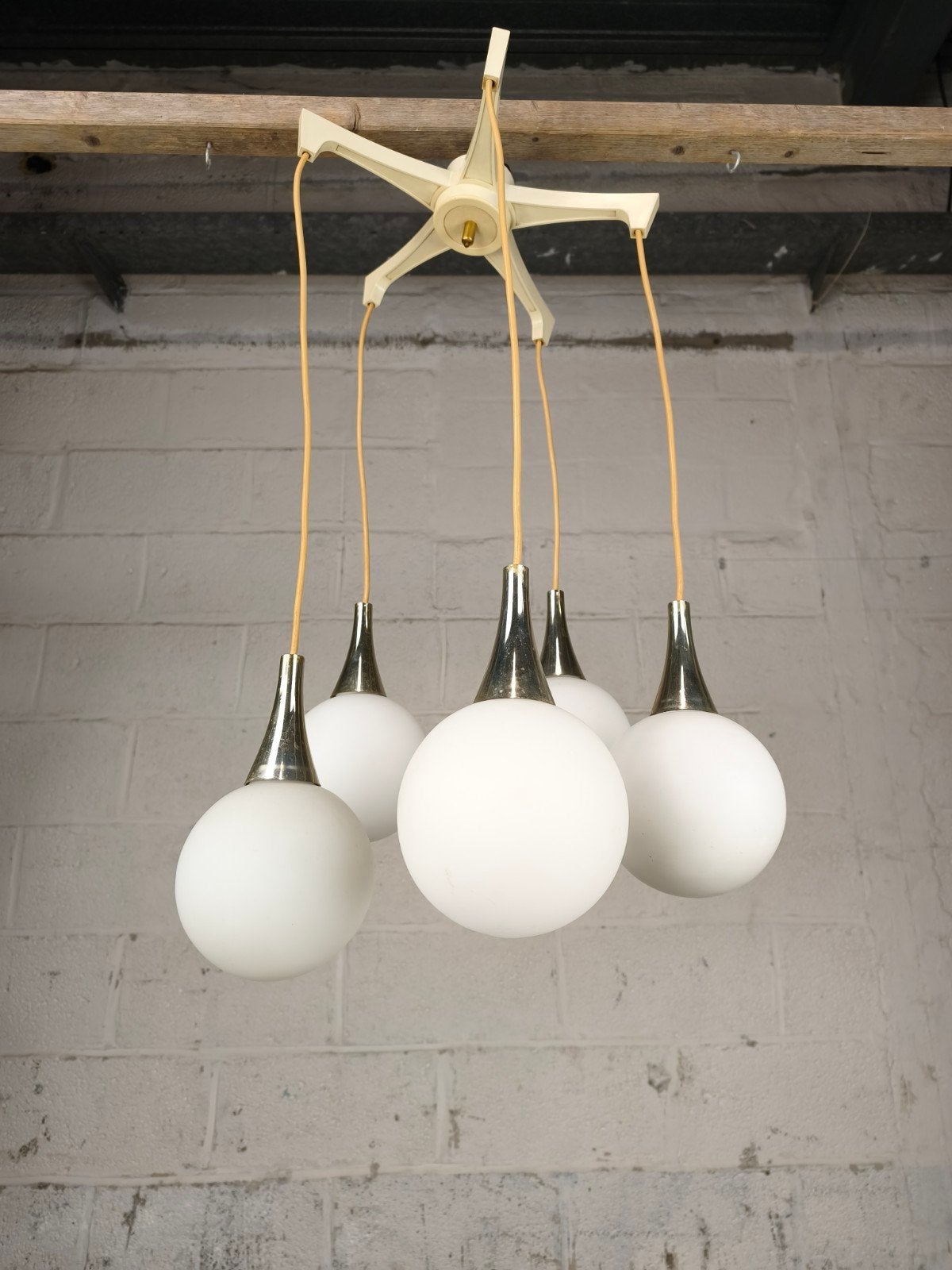 Vintage waterval lamp witte bollen, Huis en Inrichting, Ophalen, Kunststof, ., .