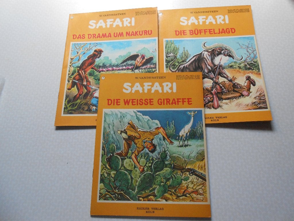 Safari 5-6-7 drie delen duitse reeks 1973 1 ste druk., Boeken, Willy Vandersteen, Eén stripboek, Nieuw, Ophalen of Verzenden