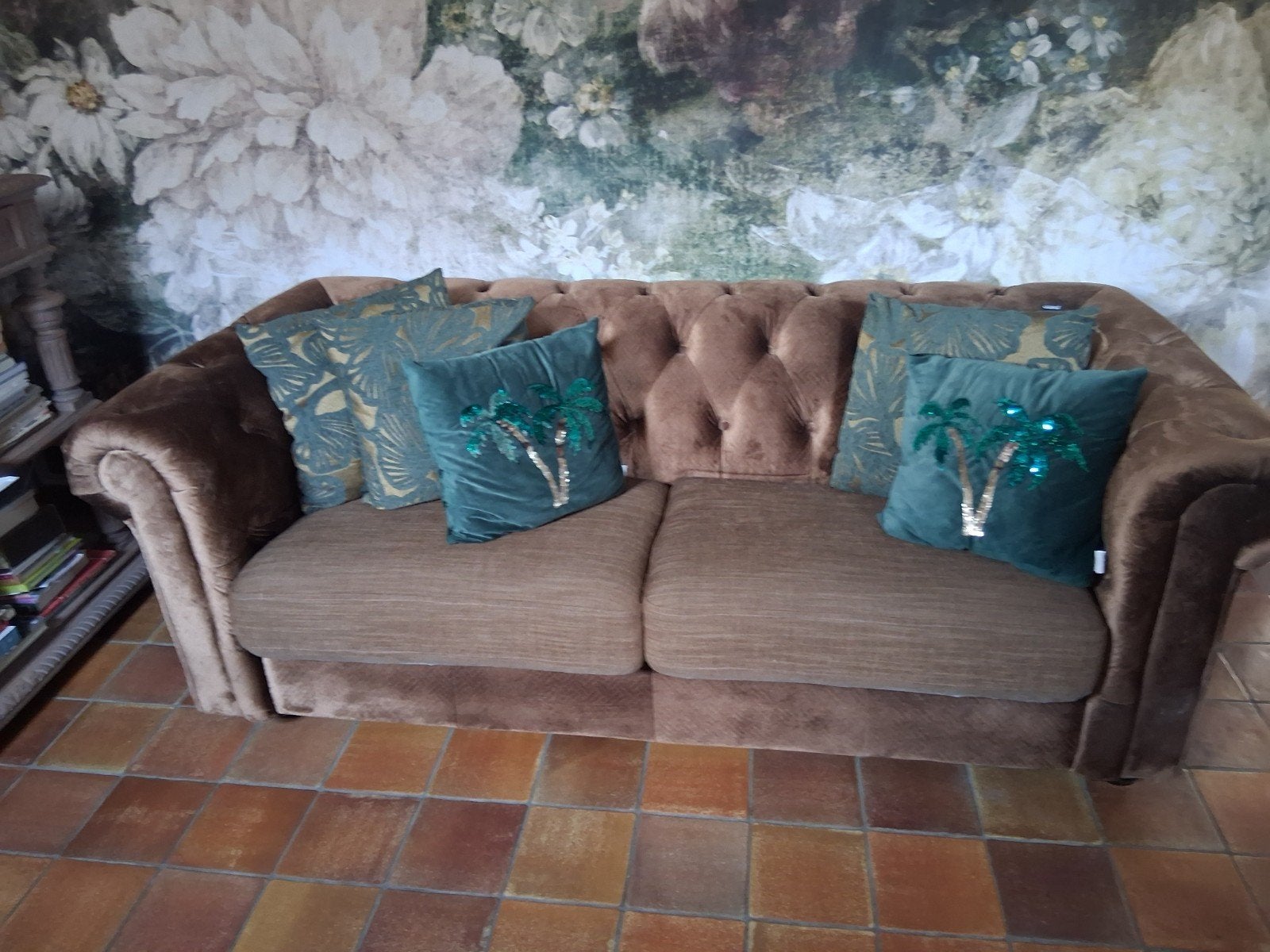 Chesterfield zetel bruin, Huis en Inrichting, Ophalen