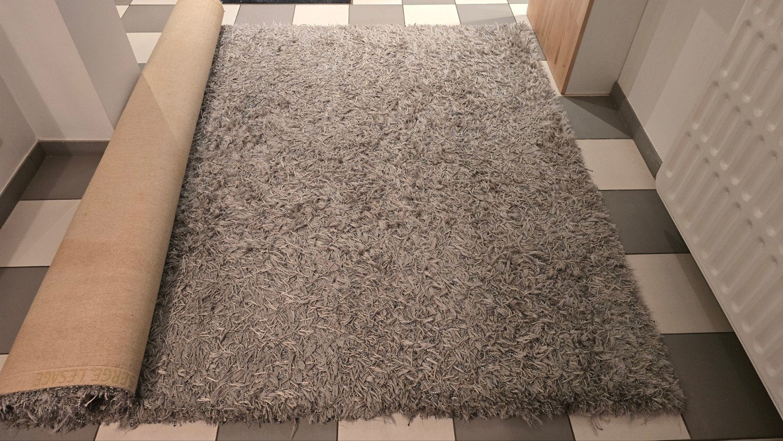 Serge Lesage vloerkleed 200x300 taupe zilver, Ophalen, Zo goed als nieuw, Zilver, Rechthoekig