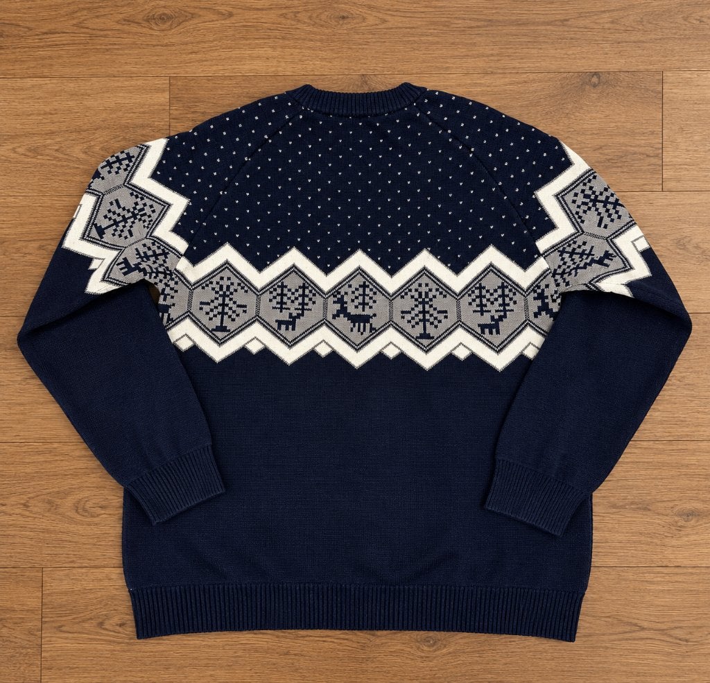 Domio Navy Nordic Winter Knit Sweater with Fleece Lining, Kleding | Heren, Ophalen of Verzenden, Zo goed als nieuw, Maat 48/50 (M)