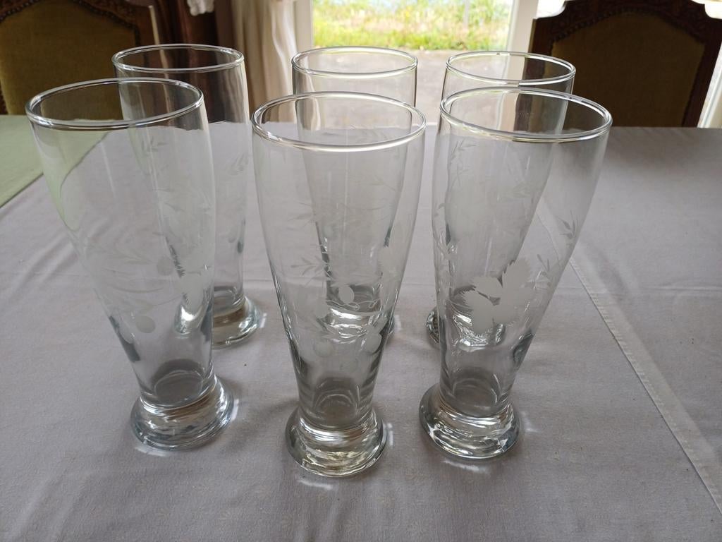 Sux grands verres à bière avec peinture, Enlèvement ou Envoi