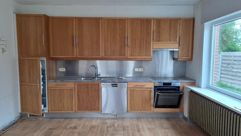 keuken met toestellen, Huis en Inrichting, Ophalen, Gebruikt, Bruin, Enkelwandige keuken