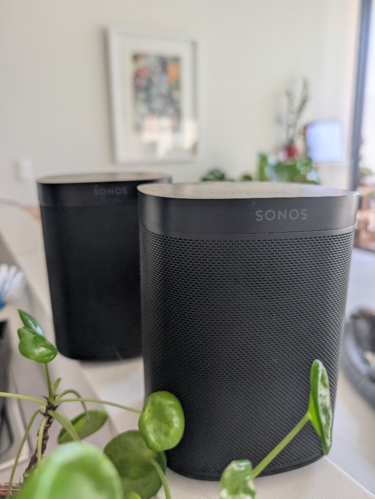 Sonos One (Gen 2) Smart Speakers - Duo Set Zwart, Ophalen of Verzenden, Zo goed als nieuw, Surroundset, Sonos