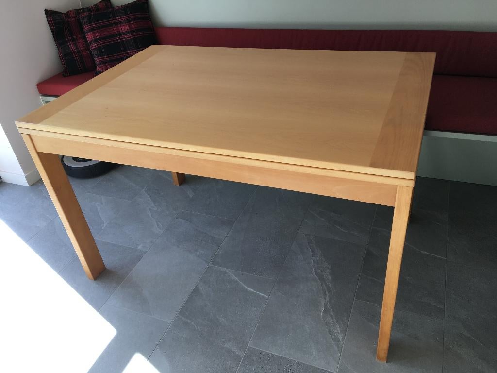 Houten tafel 80 x 120 cm, uitklapbaar tot 120 x 160 cm, Huis en Inrichting, Tafels | Eettafels, Ophalen, Scandinavisch, minimalistisch