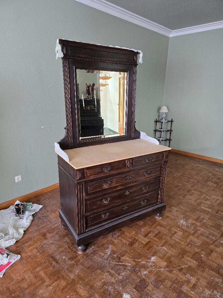 Antieke commode met spiegel, Antiek en Kunst, Ophalen