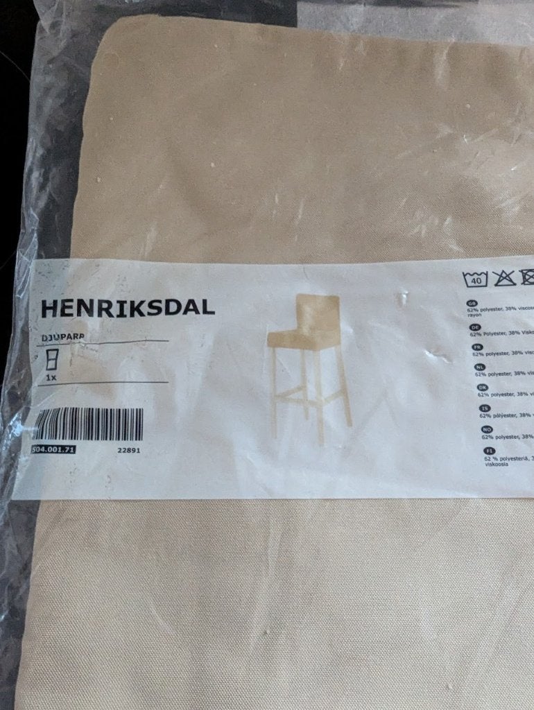2x IKEA HENRIKSDAL hoes barstoel (Djuparp Geel-Beige) NIEUW, Ophalen of Verzenden, Nieuw