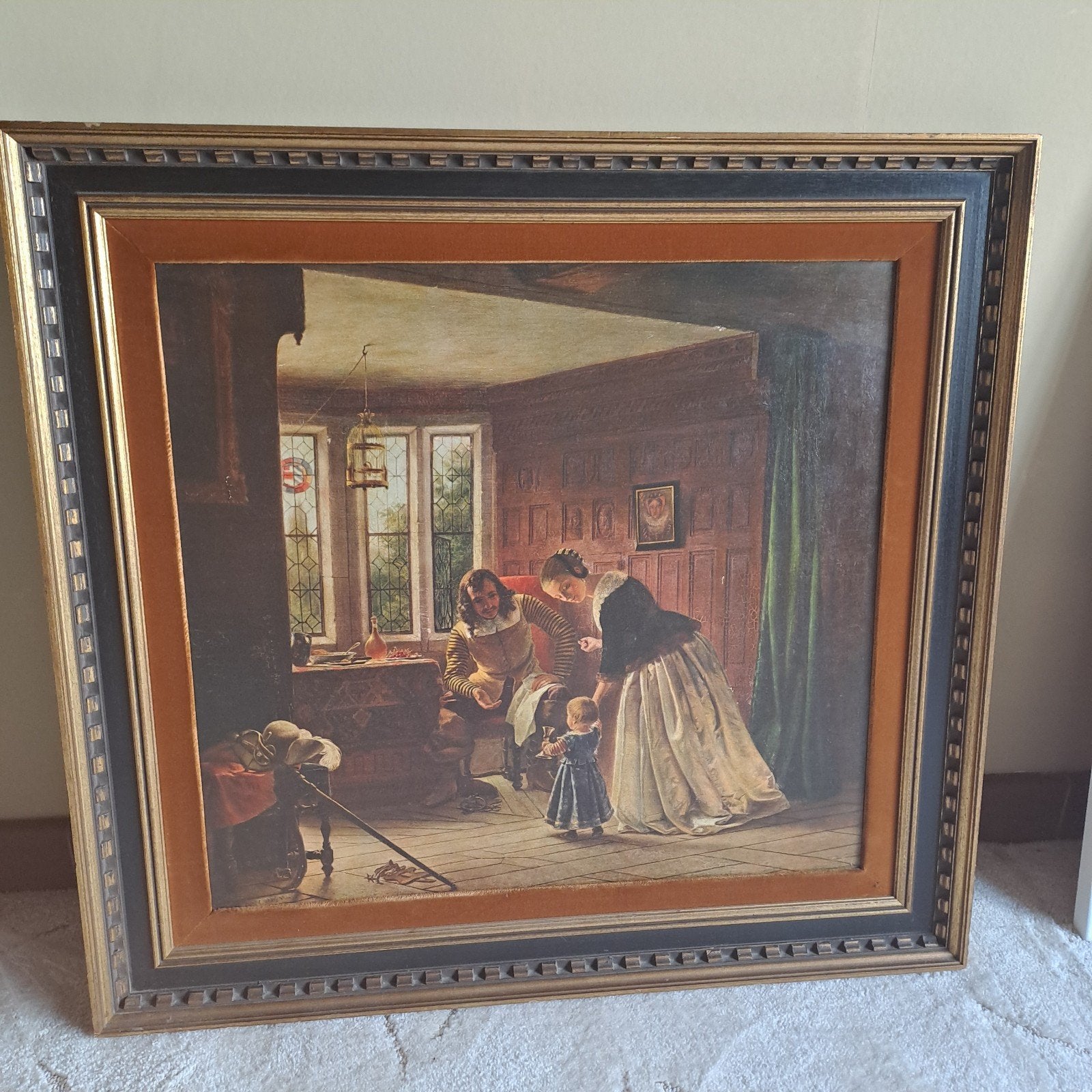 Schilderij in houten kader, Ophalen