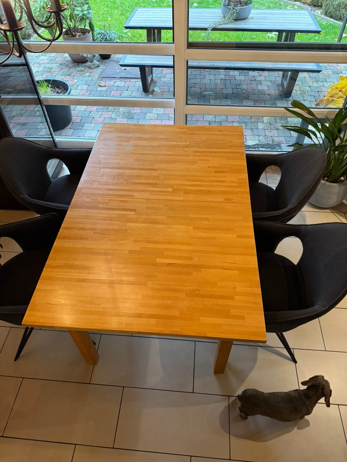 Uitschuifbare eettafel, Ophalen, Gebruikt, 100 tot 150 cm, Vijf personen of meer
