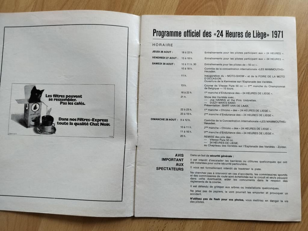 Programmaboekje 24 h de Liège 1971, Ophalen