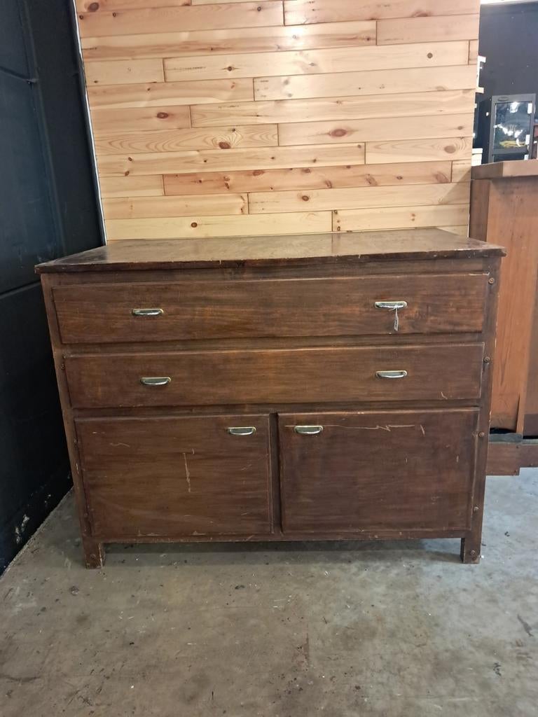 Vintage houten dressoir / werkmeubel met laden en kast, Enlèvement, ., ., .