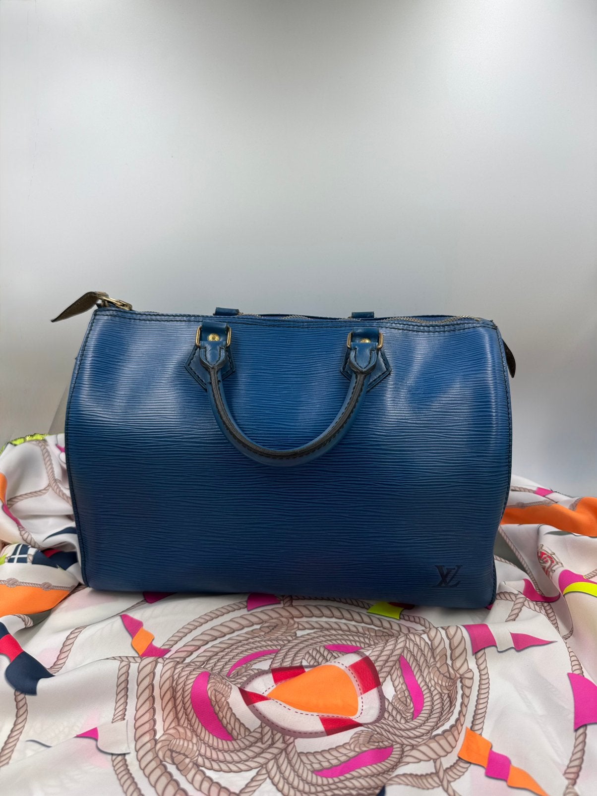 Louis Vuitton Speedy 30 – Blue Epi Leather, Ophalen of Verzenden, Gebruikt, Blauw, Handtas