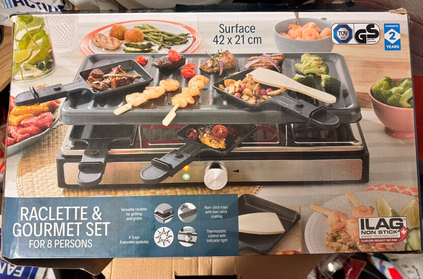 Raclette & Gourmetstel voor 8 personen – zo goed als nieuw, Ophalen, Zo goed als nieuw