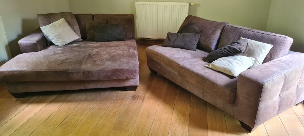 Salon en cuir : 3 fauteuils (3p, 2p, 1p), Maison & Meubles, 50 – 75, Comme neuf, Enlèvement, Autres matériaux