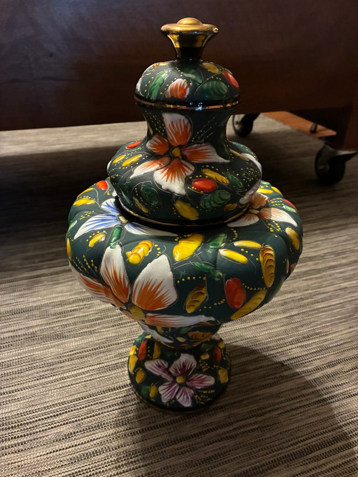 Vintage deksel vaas Hubert Bequet Made in Belgium, Ophalen, Zo goed als nieuw