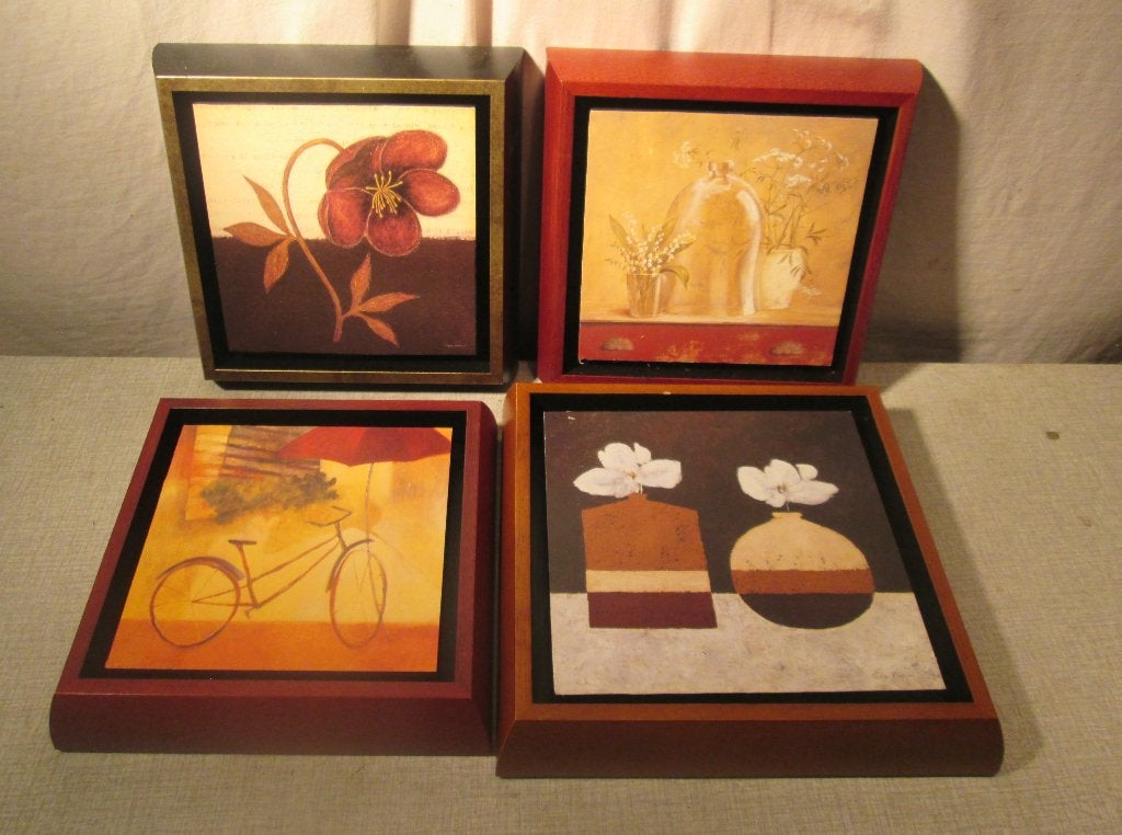 4 magnifiques tirages d'art - Pots de fleurs et vélo - 23x23, Enlèvement ou Envoi, Neuf, Imprimé