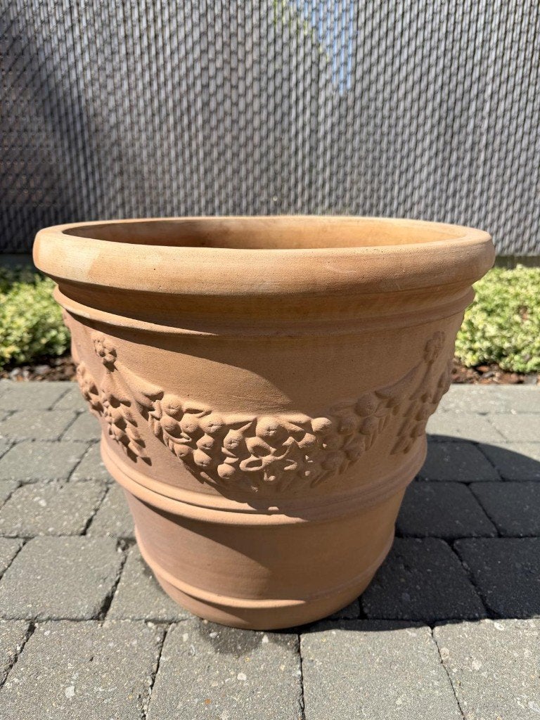 terracotta bloempotten, Tuin en Terras, Bloempotten, Ophalen, 40 cm of meer, Rond, Zo goed als nieuw