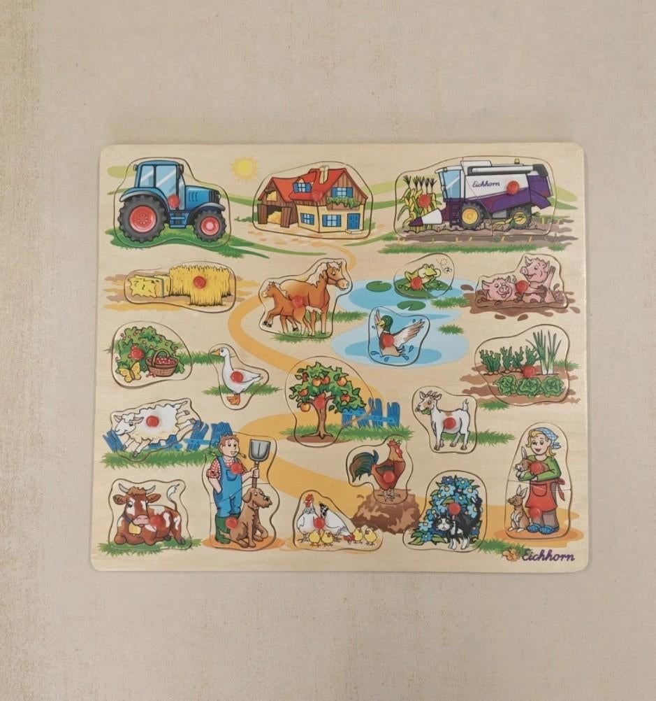 Inlegpuzzel boerderij, Ophalen, Zo goed als nieuw, Van hout, Minder dan 10 stukjes