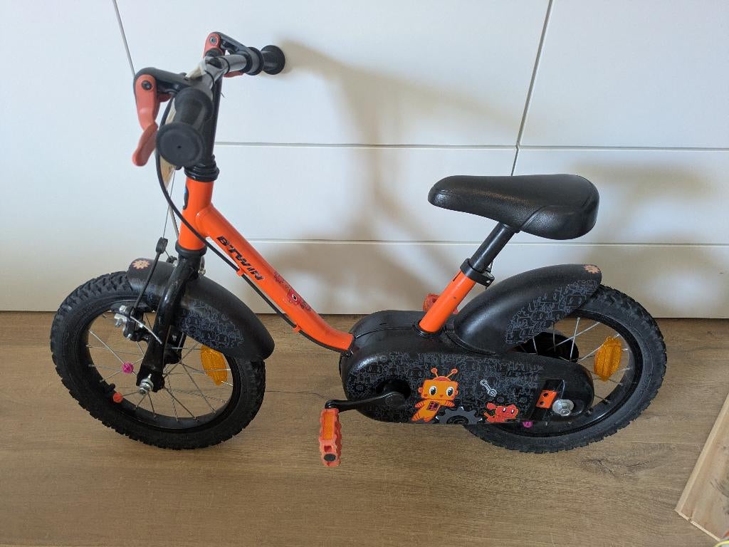 B'Twin kinderfiets 14" – robot design 3-5 jaar, Fietsen en Brommers, Ophalen, Gebruikt, Velgrem, Minder dan 16 inch