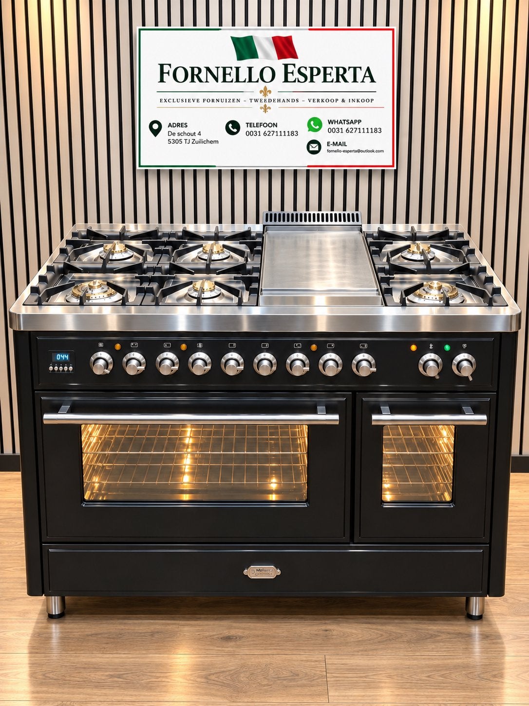 Luxe Boretti Majestic 7 pits met GASOVEN 2 ovens 121x70 cm, Elektronische apparatuur, Ovens, Ophalen of Verzenden