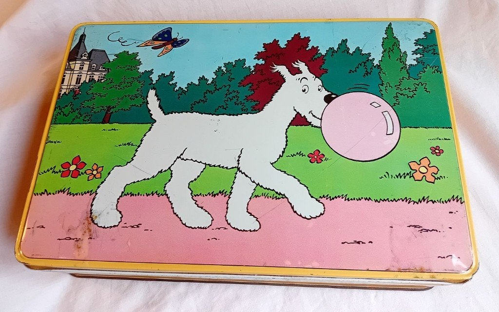 Lot boîtes en métal Tintin Spirou Gaston Lagaffe + puzzle, Enlèvement, Utilisé, Biscuits