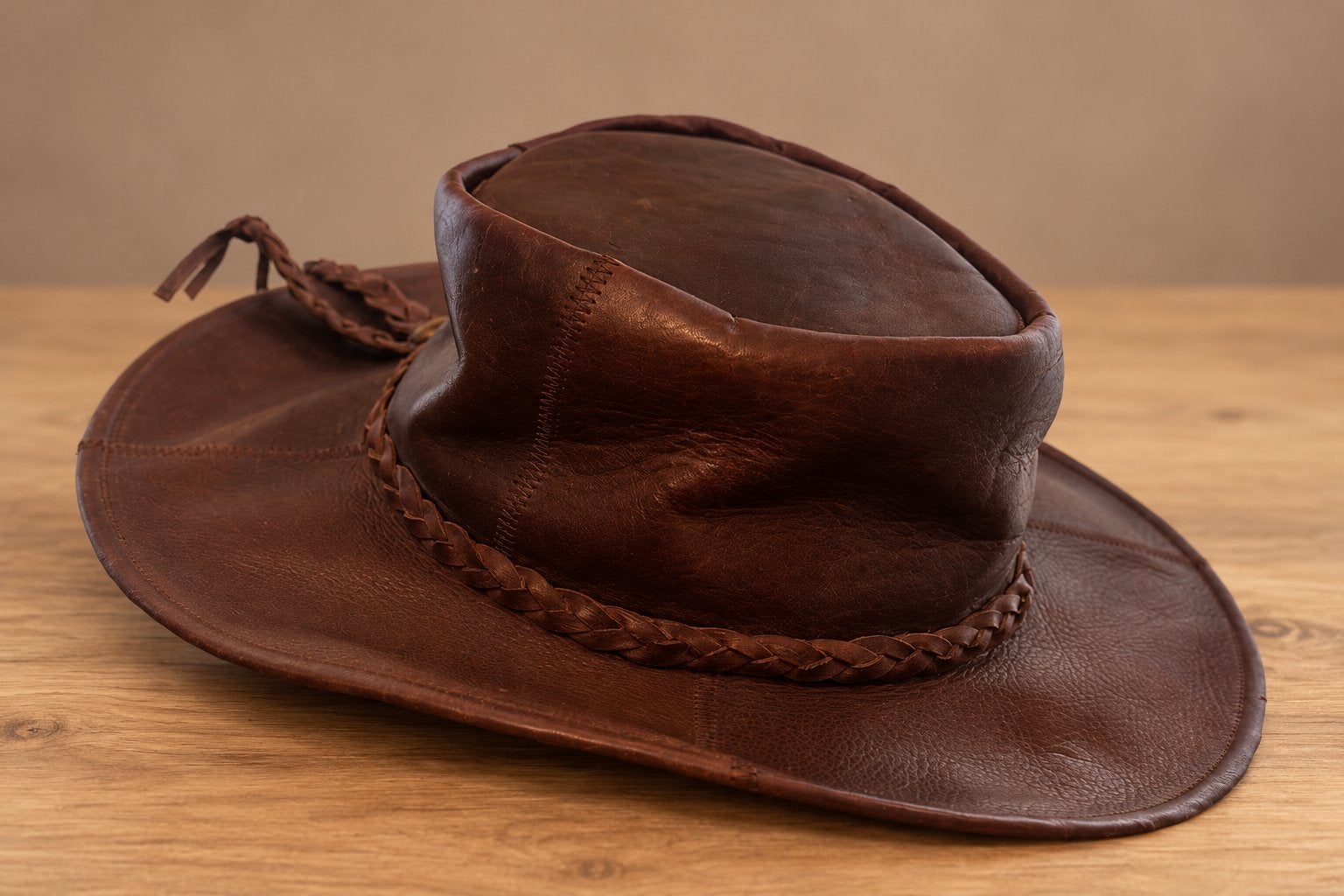 Chapeau western en cuir véritable brun – Taille S, Enlèvement ou Envoi, Porté, Chapeau