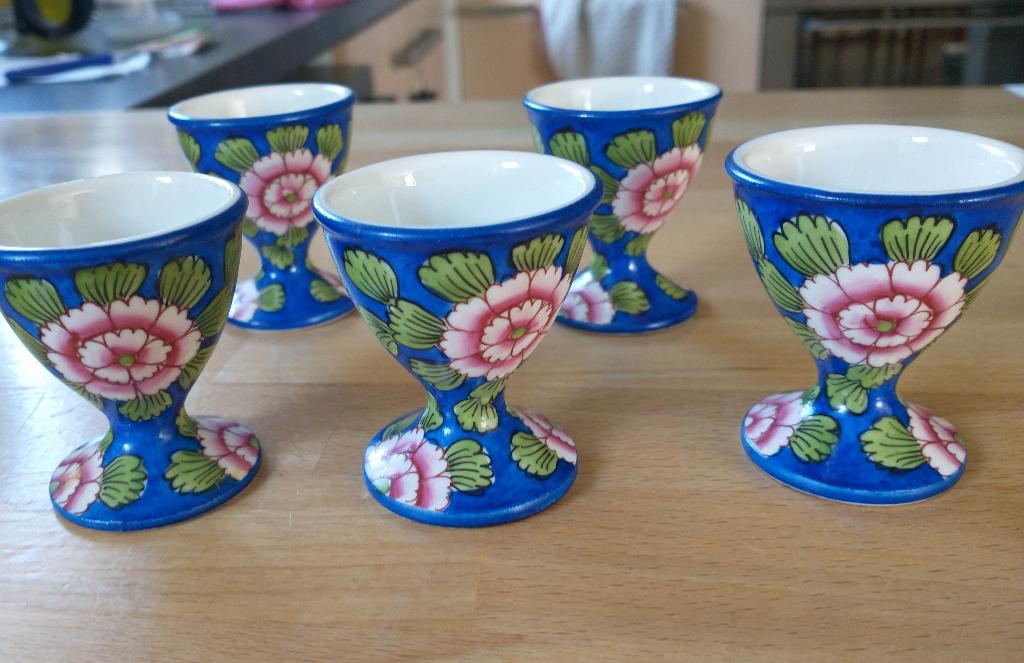 Lot de 5 coquetiers porcelaine Limoges Art Déco, Ophalen