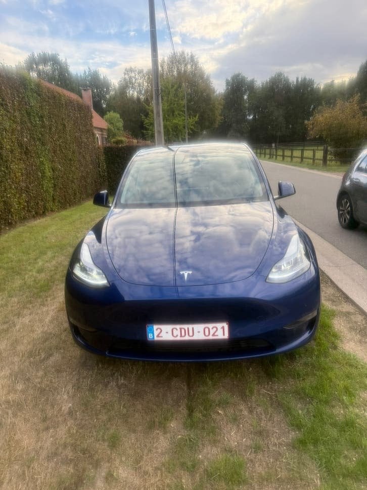 Tesla y long range awd FSD, Auto's, Automaat, Blauw, Leder, Elektrisch