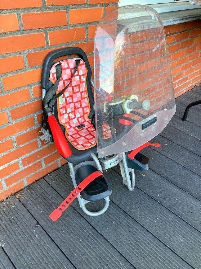 Fietsstoeltje vooraan met windscherm, merk Qibbel, Ophalen, Voetsteuntjes, 0 t/m 18 kg, Voorzitje