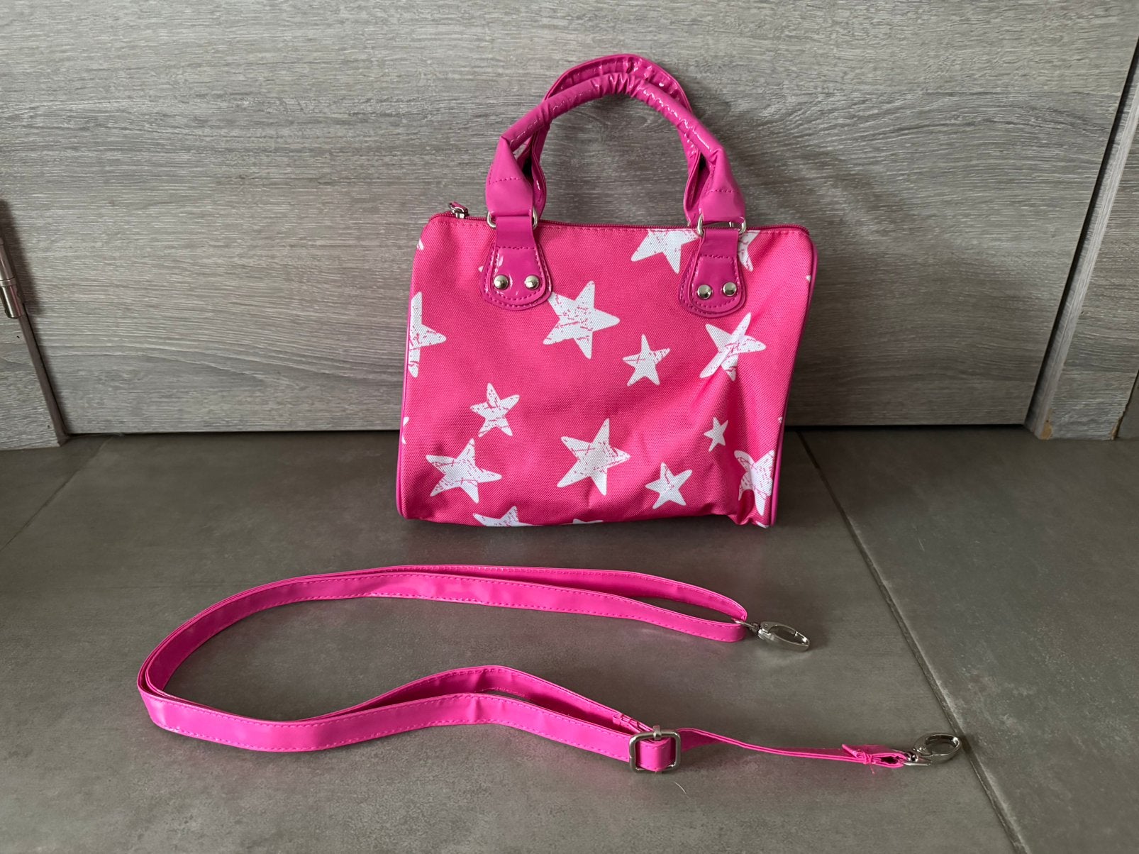 Roos ster tasje met riem 25x20cm, Kinderen en Baby's, Ophalen, Met opbergvakken, Tas, Nieuw