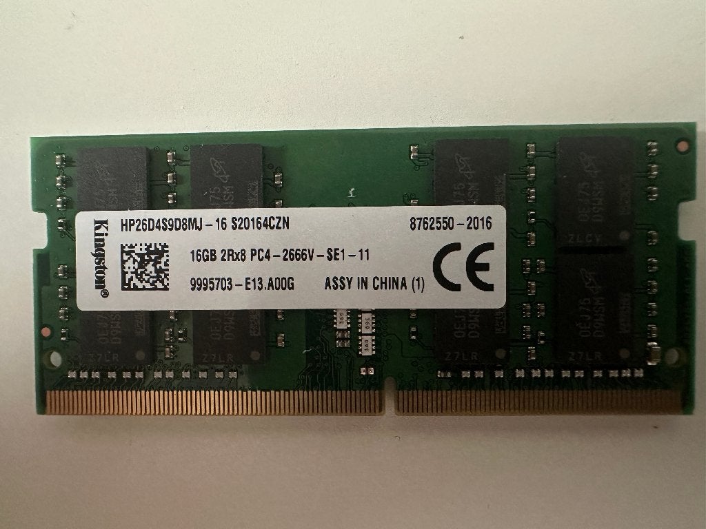 Kingston SO-Dimm DDR4 16GB 2666, Informatique & Logiciels, Mémoire RAM, Enlèvement ou Envoi, DDR4, Comme neuf, Laptop