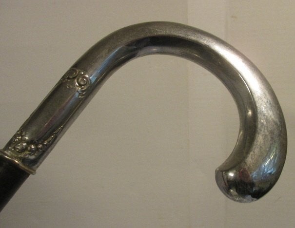 antieke wandelstok floraal handvat alpaca zilver 401, Verzenden
