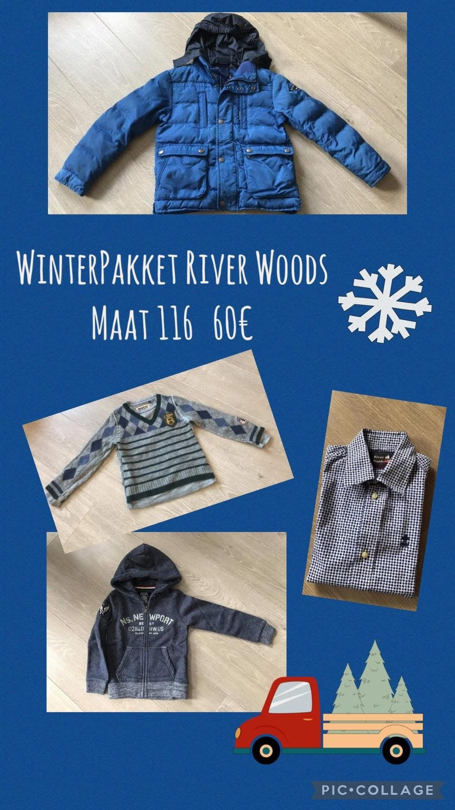 River woods winterpakket maat 116, Kinderen en Baby's, Kinderkleding | Maat 116, Ophalen of Verzenden, Zo goed als nieuw