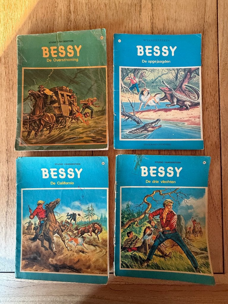 4 oude Bessy stripalbums, Gelezen, Willy Vandersteen, Ophalen of Verzenden, Meerdere stripboeken