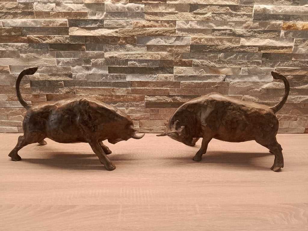 P.Chenet - stier - twee stuks te koop - brons, Ophalen, Overige onderwerpen, Brons, 20 - 50 cm