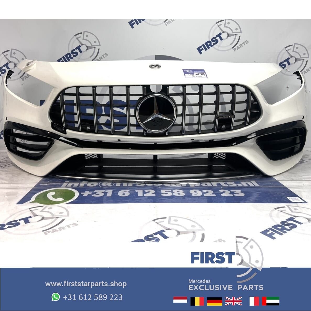 W177 A45 BUMPER A KLASSE 2023 A45S AMG VOORBUMPER WIT COMPLE, Gebruikt, -, Voor, Ophalen of Verzenden