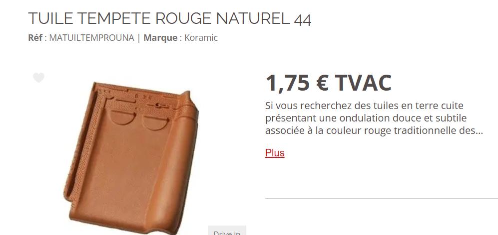 tuiles tempête 44 rouge neuves 0.75 € /pièce, 10 à 15 m², Enlèvement, Autres matériaux, Neuf