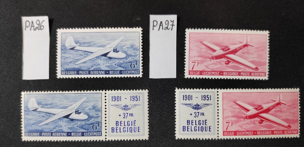 België Luchtpost PA26 & PA27 (1951) – postfris, Luchtvaart, Orginele gom, Ophalen of Verzenden, Zonder stempel