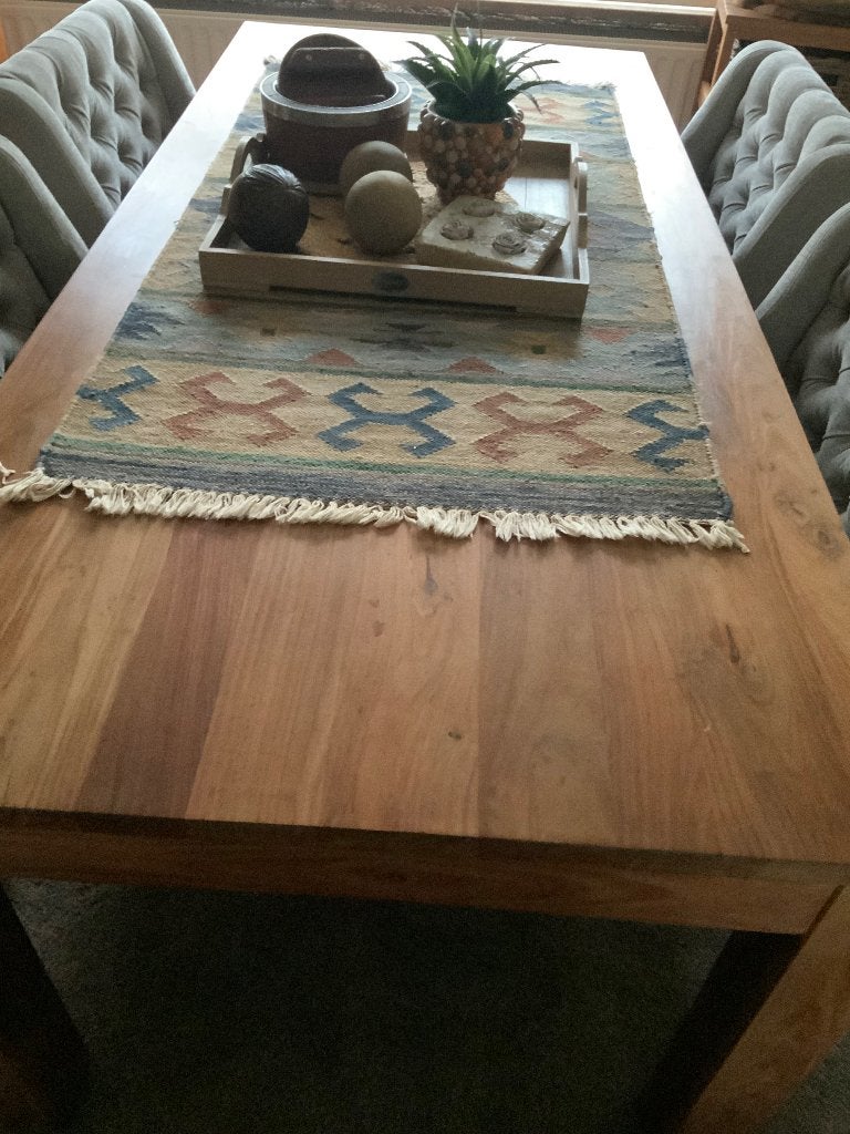 Massieve teak eettafel, Huis en Inrichting, Ophalen, Teakhout, 50 tot 100 cm, Vijf personen of meer