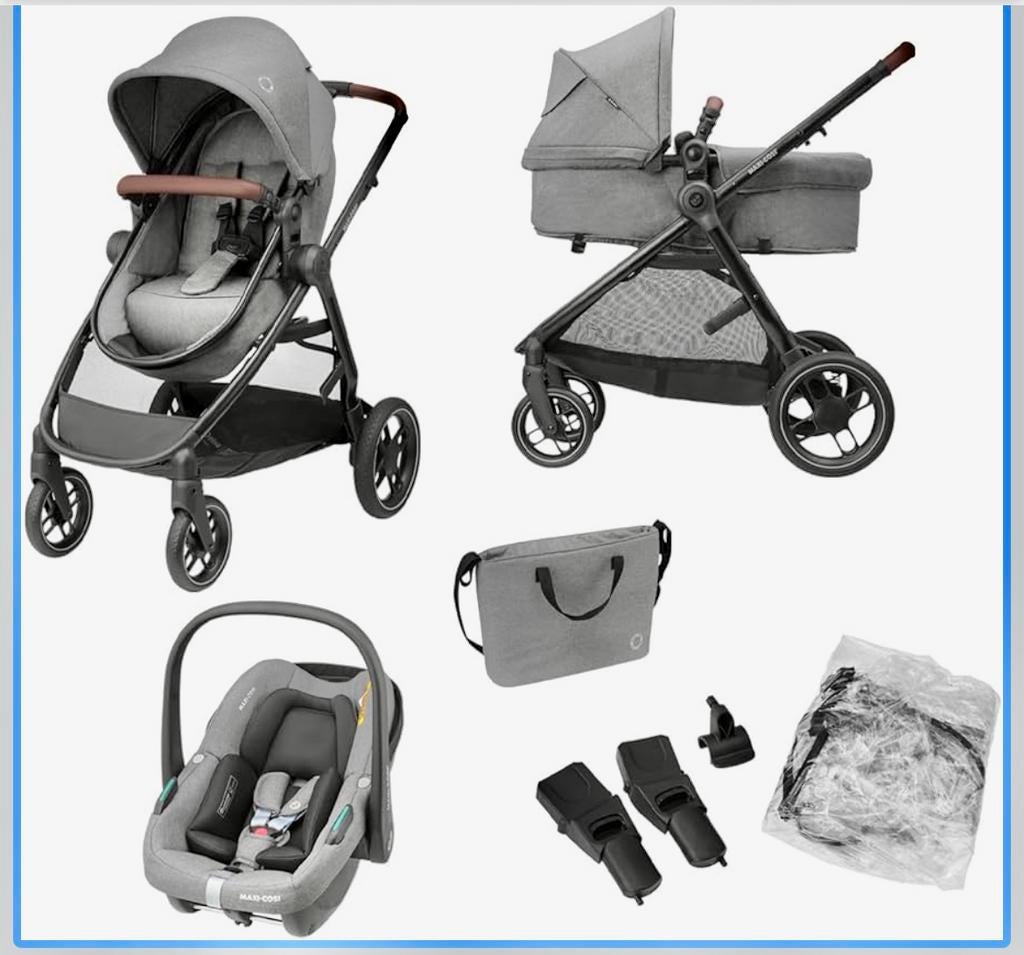 MAXY Cosi Nacel BASE Isofix 3-in-1 complete set, Zo goed als nieuw, Verstelbare duwstang, Maxi-Cosi, Ophalen